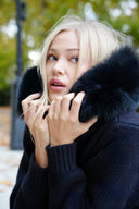 Aubri | Dames Hooded Faux Fur Zip Up Gebreide Cardigan Jas