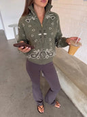 Delaney | Women's Paisley Zip Up Knit Cardigan