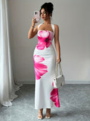 Zoe | Halternekjurk met bloemenprint