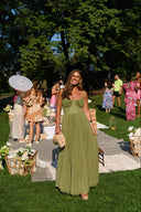Amy | Green pleated maxi dress
