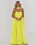Brienne | Geel geplooide strapless maxi-jurk