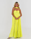 Brienne | Geel geplooide strapless maxi-jurk