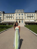 Kylie | Groen gestreepte maxi-jurk