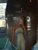 Kylie | Groen gestreepte maxi-jurk