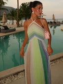 Kylie | Groen gestreepte maxi-jurk