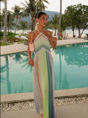 Kylie | Groen gestreepte maxi-jurk