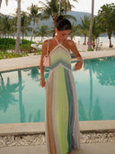 Kylie | Groen gestreepte maxi-jurk