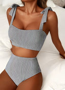 Adele | Dames Bikini Set met Strikband en Hoge Taille voor Buikbedekking
