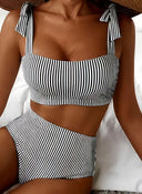 Adele | Dames Bikini Set met Strikband en Hoge Taille voor Buikbedekking