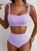 Adele | Dames Bikini Set met Strikband en Hoge Taille voor Buikbedekking