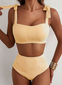 Adele | Dames Bikini Set met Strikband en Hoge Taille voor Buikbedekking