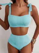 Adele | Dames Bikini Set met Strikband en Hoge Taille voor Buikbedekking