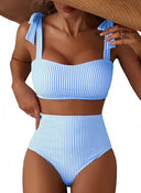 Adele | Dames Bikini Set met Strikband en Hoge Taille voor Buikbedekking
