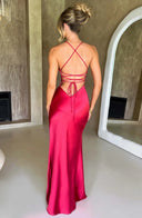 Adriana | Dames Mouwloze Split Zijde Maxi Bruidsgast Jurk