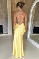 Adriana | Dames Mouwloze Split Zijde Maxi Bruidsgast Jurk