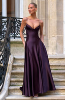 Ailsa | Dames Formele Satijnen Herfst Bruiloft Gast Maxi Jurk