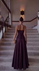 Ailsa | Dames Formele Satijnen Herfst Bruiloft Gast Maxi Jurk