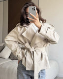 Ainsley | Dames Geleide Dubbelgeknoopte Trenchcoat Jas