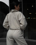 Aiyana | Vrouwen Zip Lange Mouw Fleece Wijde Pijpen Twee Delige Set