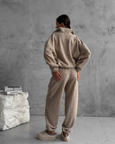 Aiyana | Vrouwen Zip Lange Mouw Fleece Wijde Pijpen Twee Delige Set