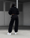 Aiyana | Vrouwen Zip Lange Mouw Fleece Wijde Pijpen Twee Delige Set