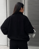 Aiyana | Vrouwen Zip Lange Mouw Fleece Wijde Pijpen Twee Delige Set