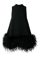 Alaina | Dames Mouwloze Mock Neck Mini Jurk met Veerzoom