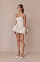 Alia | Dames Strapless Ballon Draped Mini Cocktailjurk