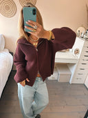 Alivia | Dames Oversized Chunky Zip Up Brei Cardigan