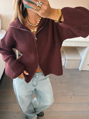 Alivia | Dames Oversized Chunky Zip Up Brei Cardigan