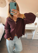 Alivia | Dames Oversized Chunky Zip Up Brei Cardigan