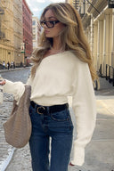 Alyson | Dames Off Shoulder Ribbelrand Gebreide Trui