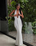 Amira | Dames Diepe Halter Maxi Zomerjurk