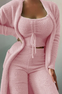 Anneliese | Dames Fuzzy Drie Delige Wijde Pantalon Lounge Set