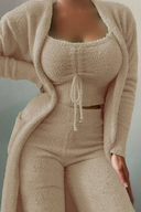 Anneliese | Dames Fuzzy Drie Delige Wijde Pantalon Lounge Set