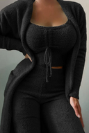 Anneliese | Dames Fuzzy Drie Delige Wijde Pantalon Lounge Set