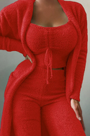 Anneliese | Dames Fuzzy Drie Delige Wijde Pantalon Lounge Set