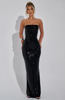 Arabella | Dames Strapless Riemsteen Ruit Geometrische Maxi Feestjurk