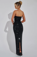 Arabella | Dames Strapless Riemsteen Ruit Geometrische Maxi Feestjurk