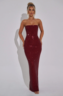Arabella | Dames Strapless Riemsteen Ruit Geometrische Maxi Feestjurk