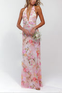 Angelica | Roze maxi-jurk met bloemenprint