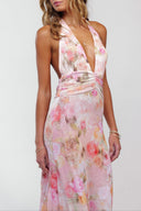Angelica | Roze maxi-jurk met bloemenprint