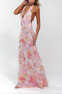 Karen | Bloemen maxi-jurk met diepe V-hals