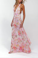 Karen | Bloemen maxi-jurk met diepe V-hals
