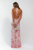 Angelica | Roze maxi-jurk met bloemenprint