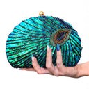 Astrid | Women’s Sequin Glitter Peacock Beaded Clutch Party Bag