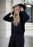 Aubri | Dames Hooded Faux Fur Zip Up Gebreide Cardigan Jas