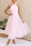 Aylin | Dames Mouwloze Halter Midi Prom Dress