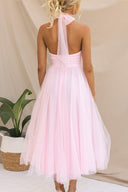 Aylin | Dames Mouwloze Halter Midi Prom Dress