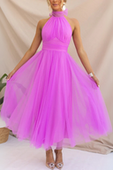 Aylin | Dames Mouwloze Halter Midi Prom Dress